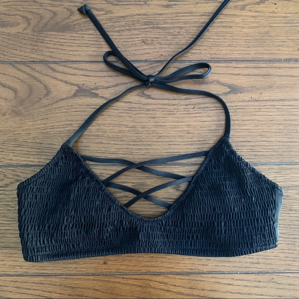 Pink | VS Black Strappy Bikini Top